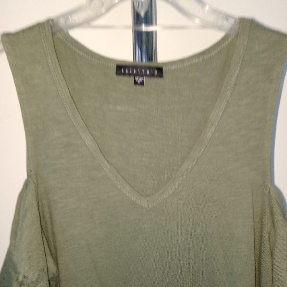 Sancutary Green Lakeside Short Sleeve Cold Shoulder Knee Length Dress Medium - Picture 4 of 10